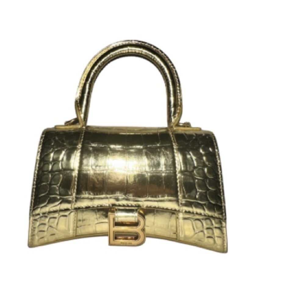 Balenciaga Hourglass Top Handle Bag Crocodile Embossed Leather XS Missing Strap.